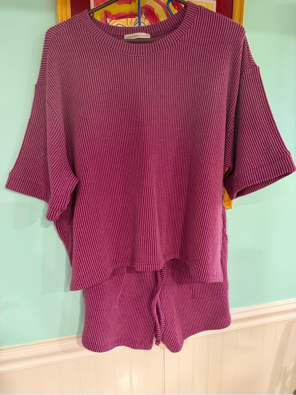 Zenana Ribbed 2-Piece Lounge Set (Size L, 10/12)– New Without Tags (NWOT), $28